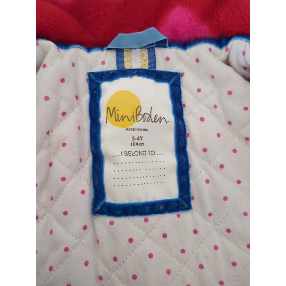 Mini Boden Girls Kids Faux Fur Collared Coat with Hearts design size 3/4 EUC - Picture 7 of 10